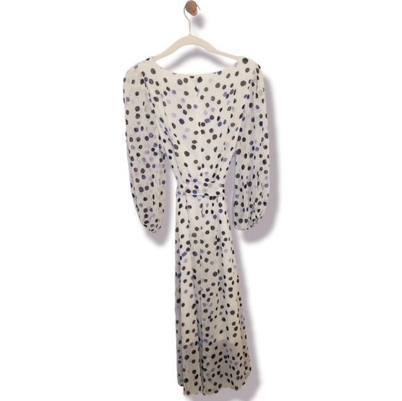 DKNY Polka Dot Lined Faux Wrap High-Low Midi Dress Womens Size 14 - Picture 6 of 13